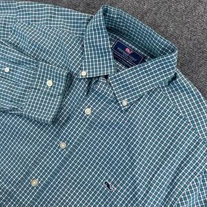 Vineyard Vines Men's M Green White Check Plaid Classic Fit Tucker Shirt Cotton